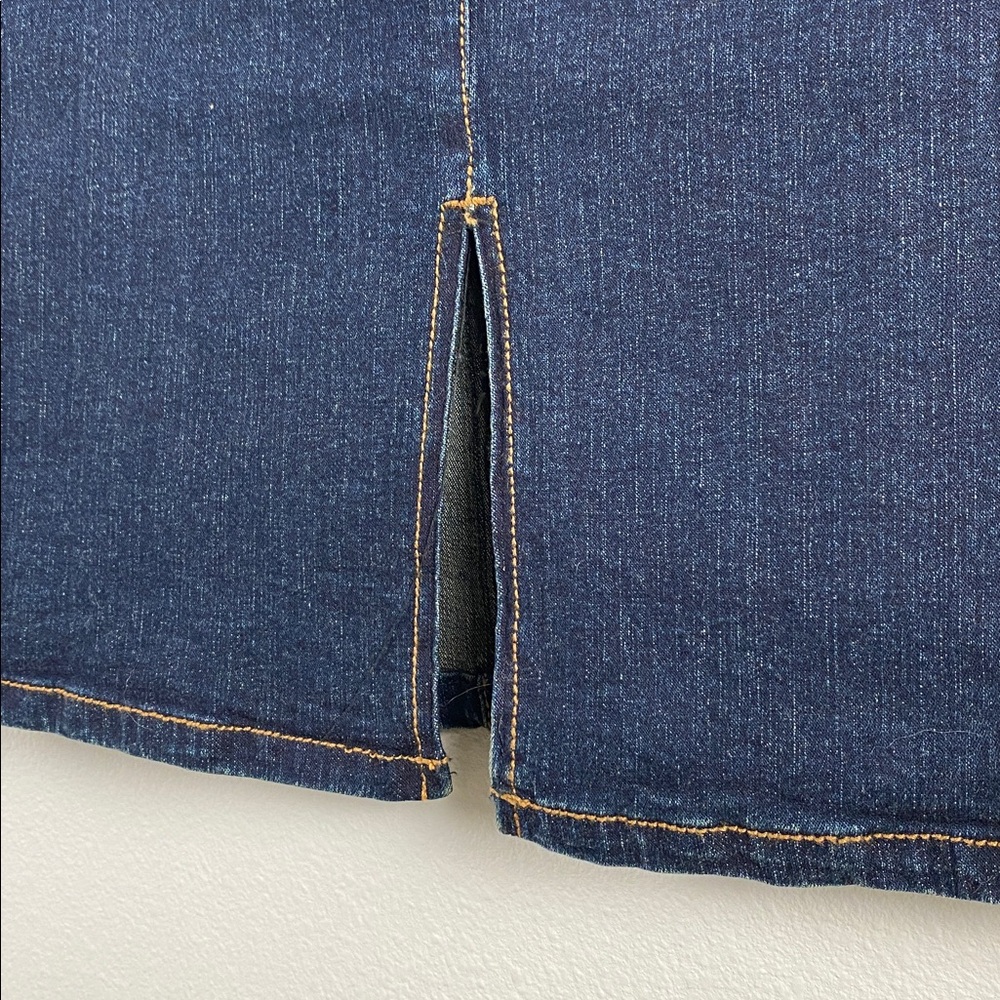 Windsor Stretch Denim Skirt | Back Slit | Dark Blue Wash - Picture 13 of 15